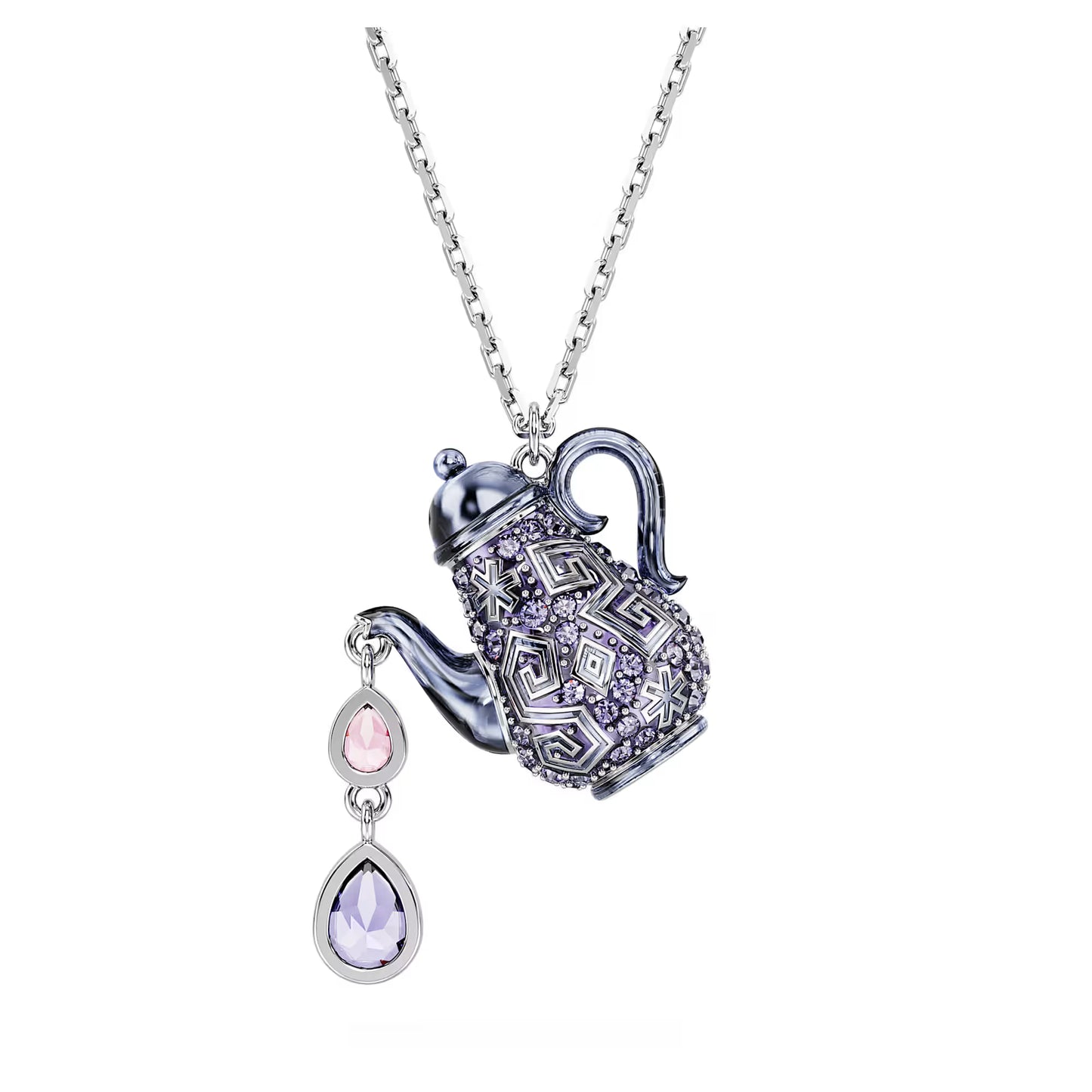 Alice in Wonderland pendant, Teapot, Purple, Rhod