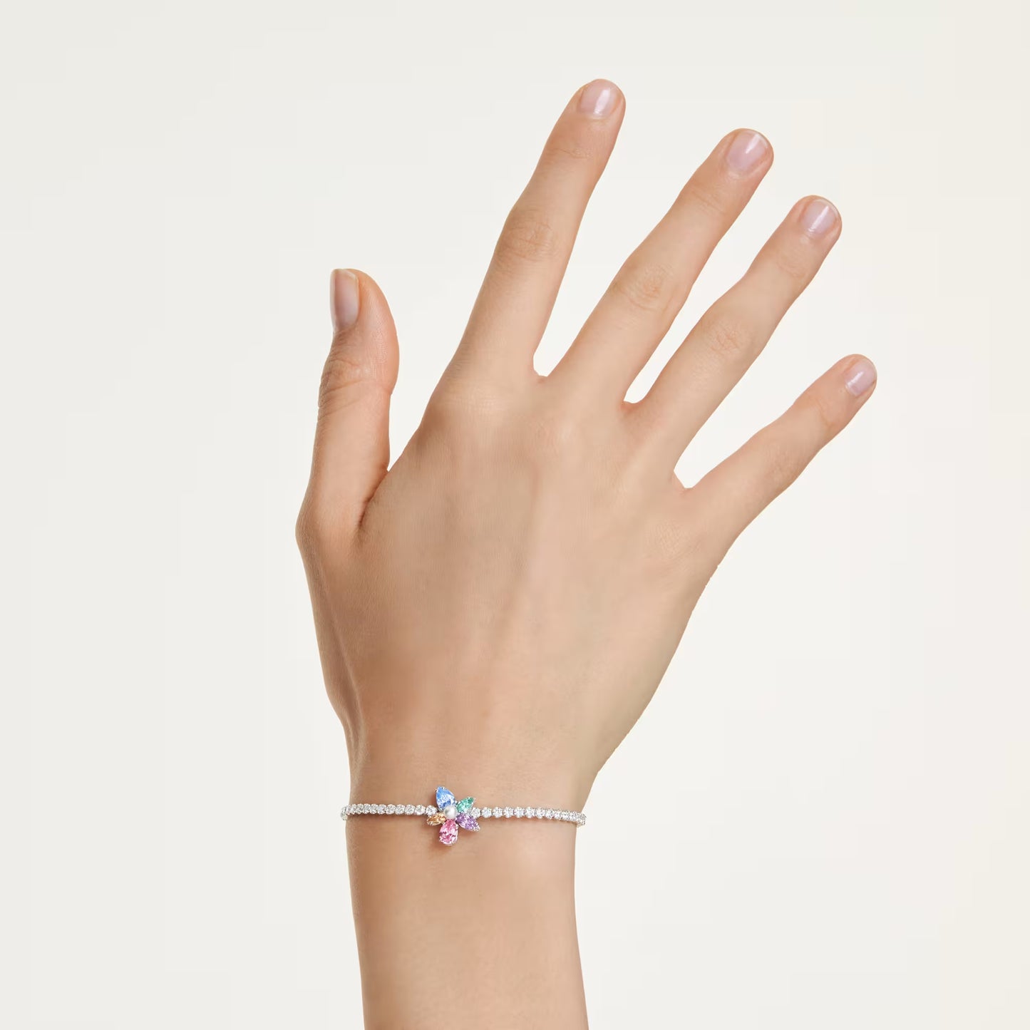 Ariana Grande x Swarovski bracelet, Mixed cuts, Flower, Multicolored, Rhodium plated