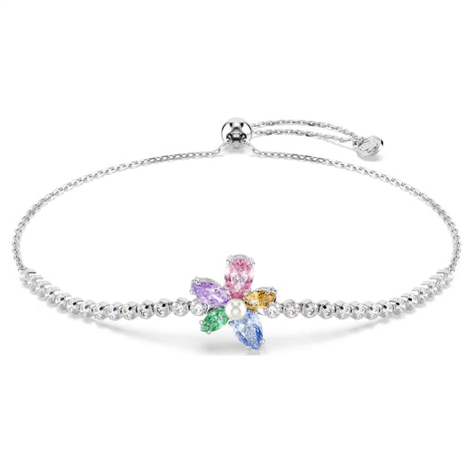 Ariana Grande x Swarovski bracelet, Mixed cuts, Flower, Multicolored, Rhodium plated
