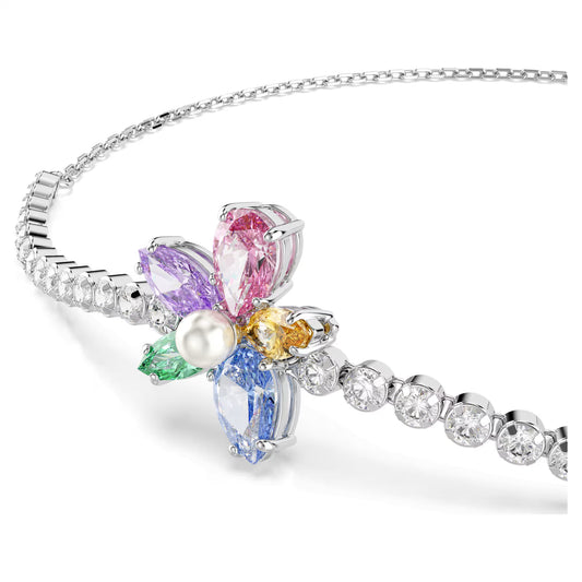 Ariana Grande x Swarovski bracelet, Mixed cuts, Flower, Multicolored, Rhodium plated