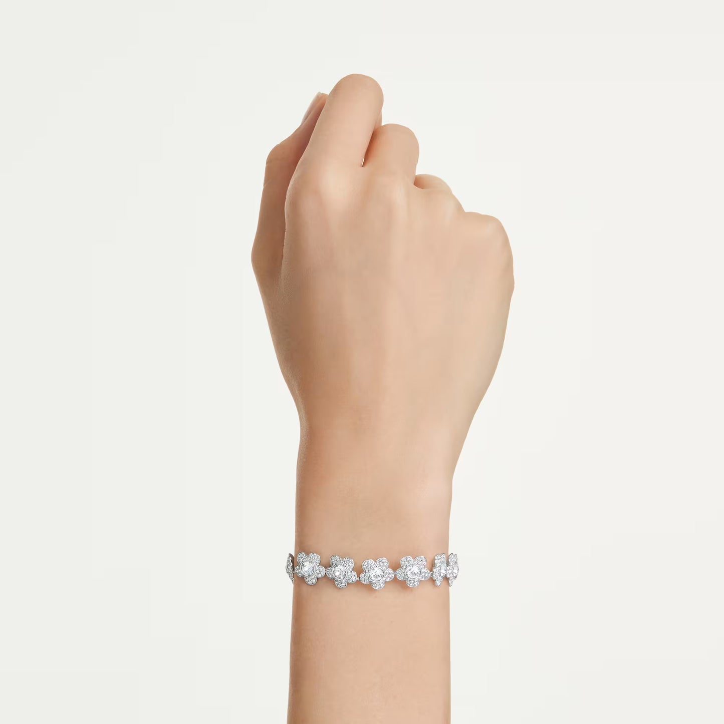 Ariana Grande x Swarovski bracelet, Round cut, Flower, White, Rhodium plated