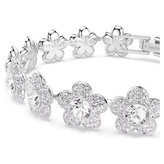 Ariana Grande x Swarovski bracelet, Round cut, Flower, White, Rhodium plated