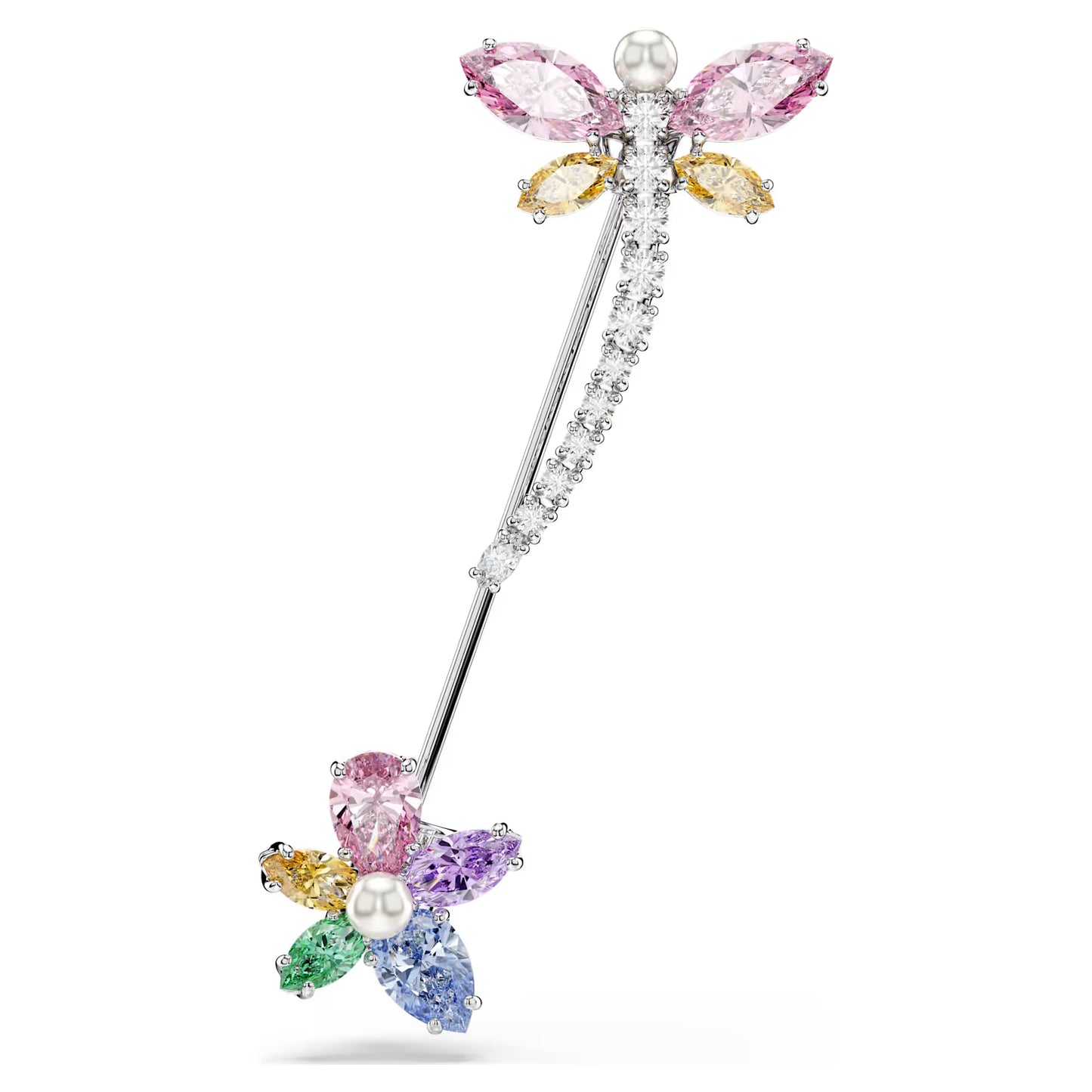 Ariana Grande x Swarovski brooch, Mixed cuts, Dragonfly, Multicoloured, Rhodium plated
