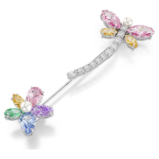 Ariana Grande x Swarovski brooch, Mixed cuts, Dragonfly, Multicoloured, Rhodium plated