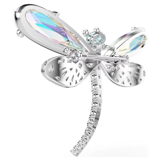 Ariana Grande x Swarovski brooch and hair accessory,Crystal pearl, Mixed cuts, Dragonfly, White, Rhodium plated