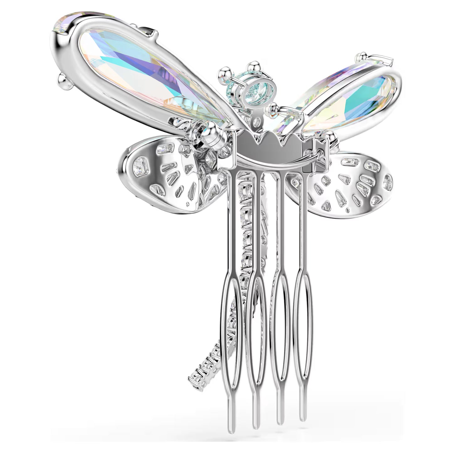 Ariana Grande x Swarovski brooch and hair accessory,Crystal pearl, Mixed cuts, Dragonfly, White, Rhodium plated