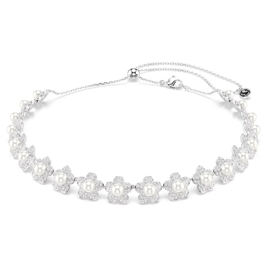 Ariana Grande x Swarovski choker, Crystal pearl, Round cut, White, Rhodium plated