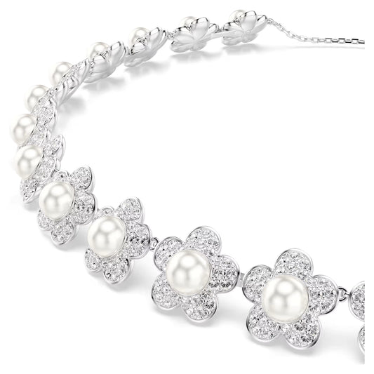 Ariana Grande x Swarovski choker, Crystal pearl, Round cut, White, Rhodium plated
