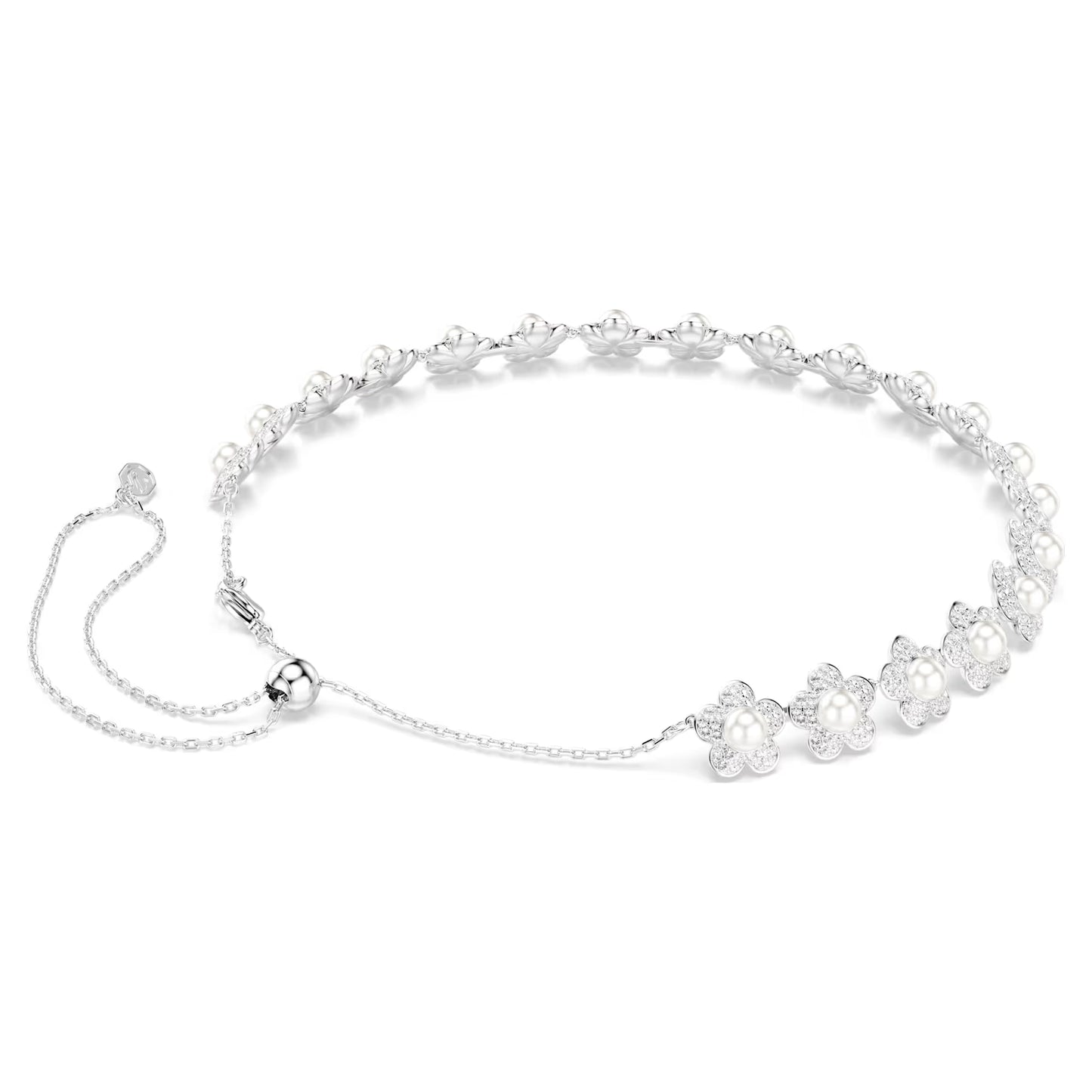 Ariana Grande x Swarovski choker, Crystal pearl, Round cut, White, Rhodium plated