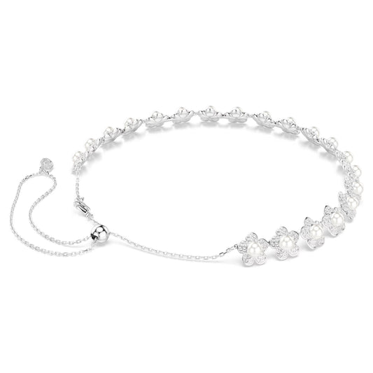 Ariana Grande x Swarovski choker, Crystal pearl, Round cut, White, Rhodium plated