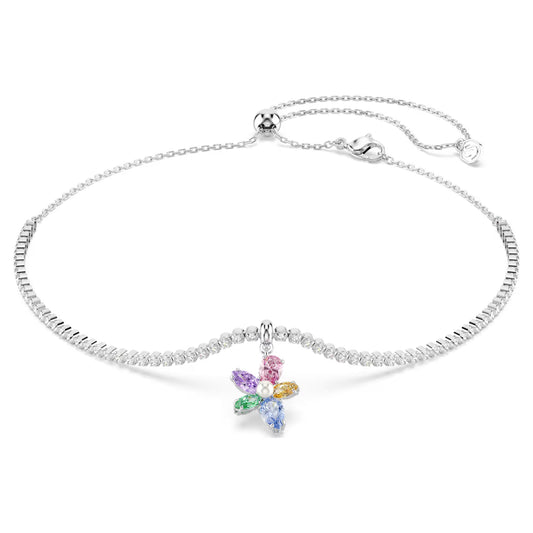 Ariana Grande x Swarovski choker, Mixed cuts, Flower, Multicolored, Rhodium plated