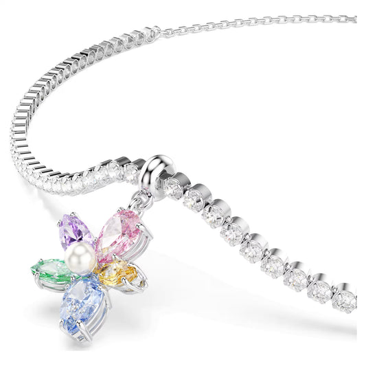 Ariana Grande x Swarovski choker, Mixed cuts, Flower, Multicolored, Rhodium plated
