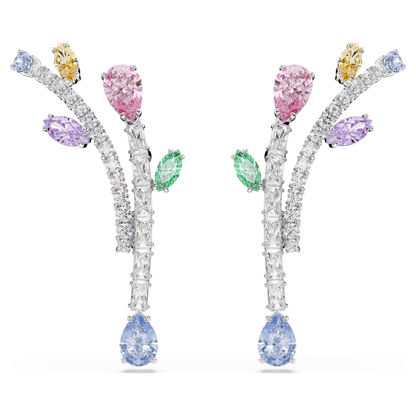 Ariana Grande x Swarovski drop earrings, Mixed cuts, Multicolored, Rhodium plated