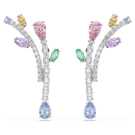 Ariana Grande x Swarovski drop earrings, Mixed cuts, Multicolored, Rhodium plated