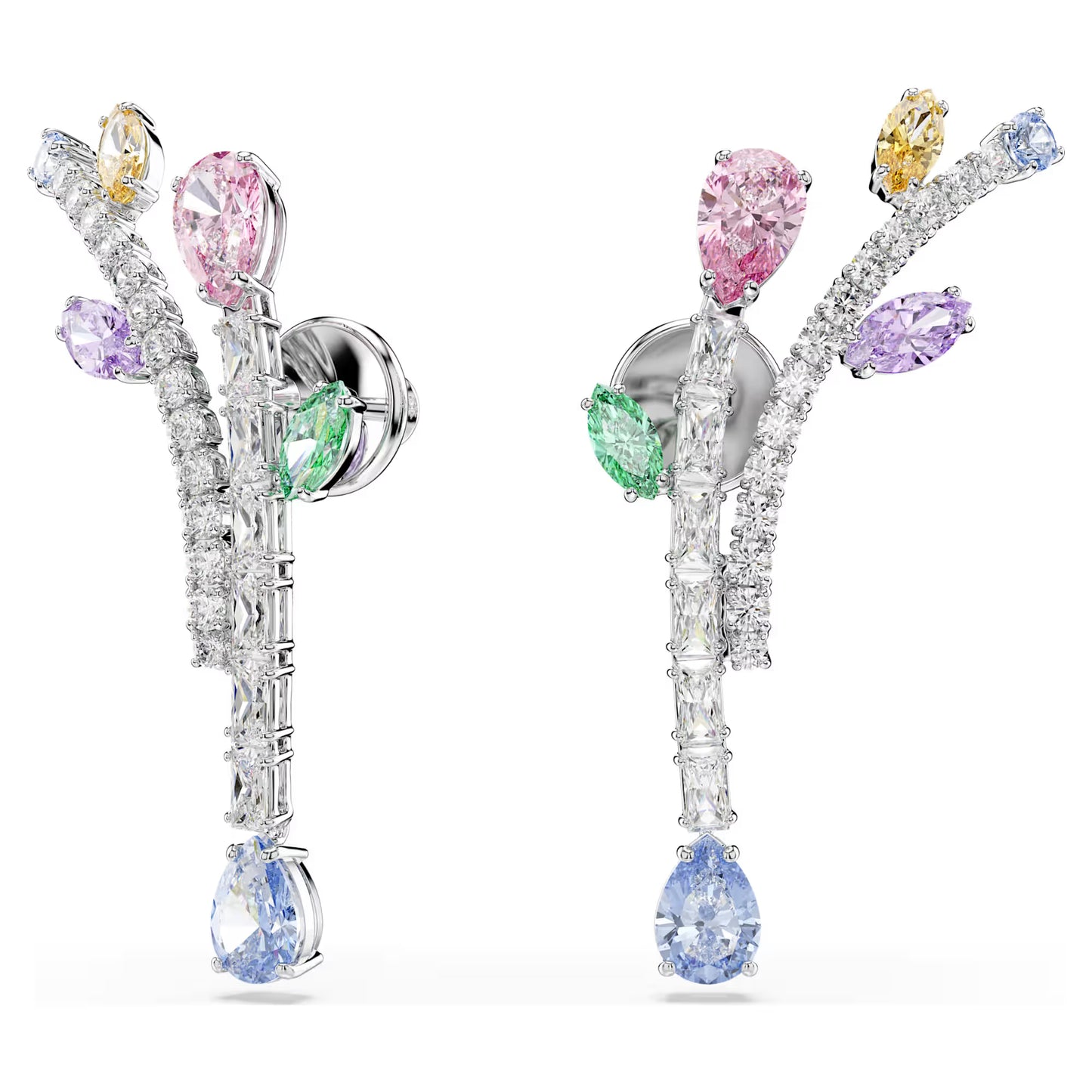 Ariana Grande x Swarovski drop earrings, Mixed cuts, Multicolored, Rhodium plated