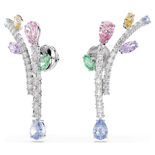 Ariana Grande x Swarovski drop earrings, Mixed cuts, Multicolored, Rhodium plated
