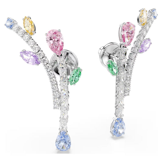 Ariana Grande x Swarovski drop earrings, Mixed cuts, Multicolored, Rhodium plated