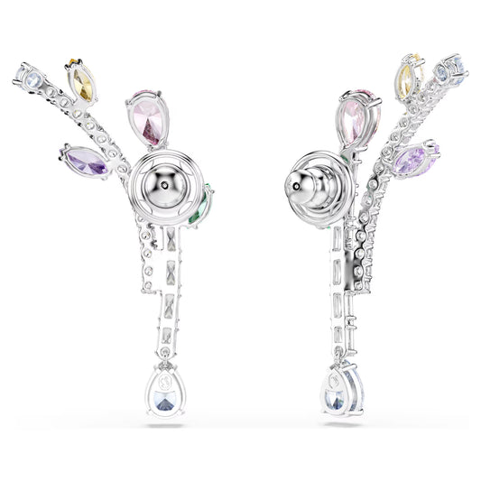Ariana Grande x Swarovski drop earrings, Mixed cuts, Multicolored, Rhodium plated