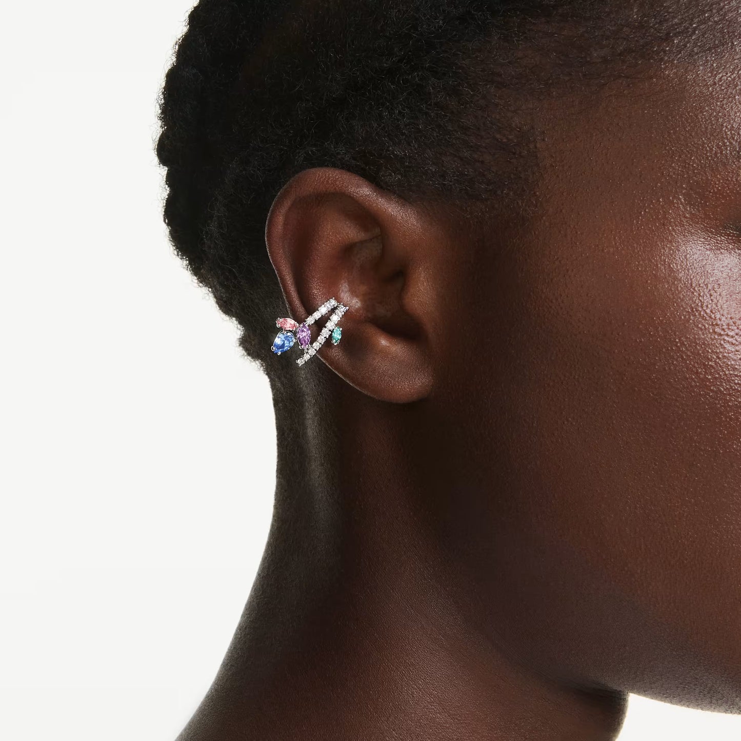 Ariana Grande x Swarovski ear cuffs, Mixed cuts, Multicoloured, Rhodium plated