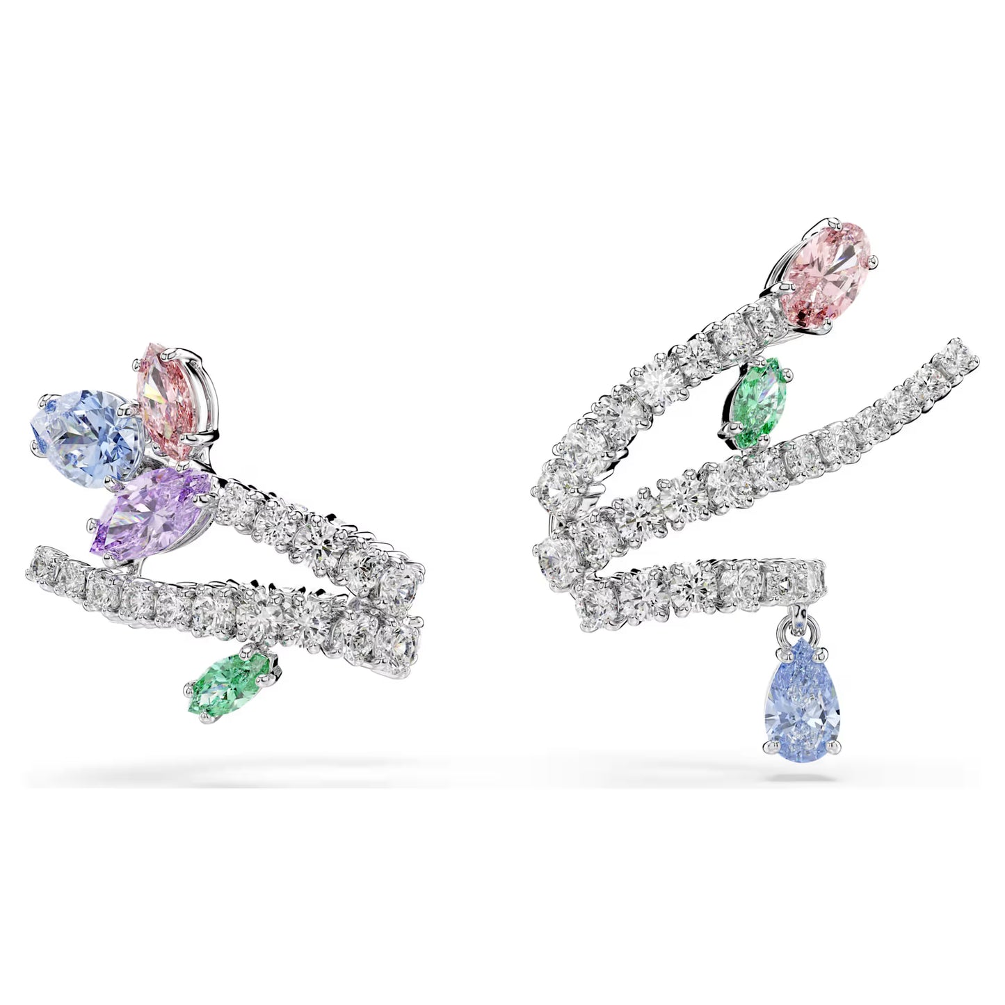 Ariana Grande x Swarovski ear cuffs, Mixed cuts, Multicoloured, Rhodium plated