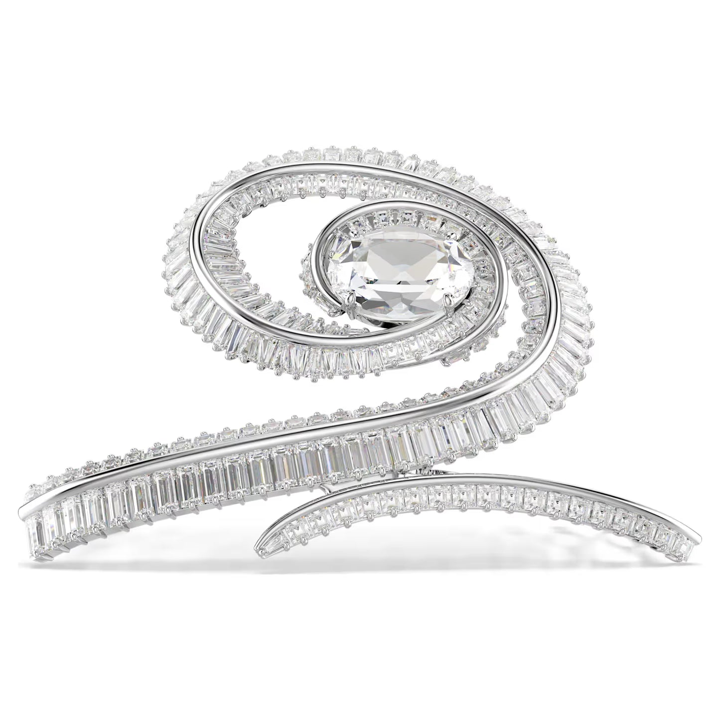 Ariana Grande x Swarovski hair clip, Baguette cut, White, Rhodium plated