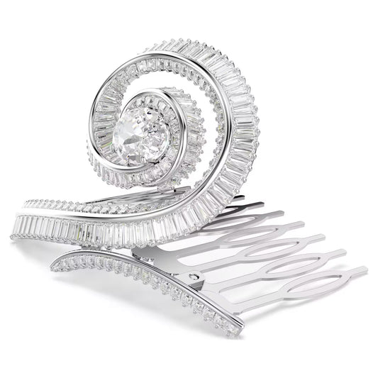 Ariana Grande x Swarovski hair clip, Baguette cut, White, Rhodium plated