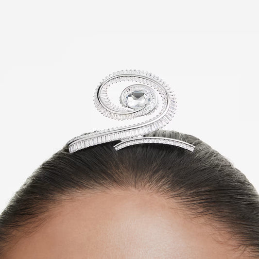 Ariana Grande x Swarovski hair clip, Baguette cut, White, Rhodium plated