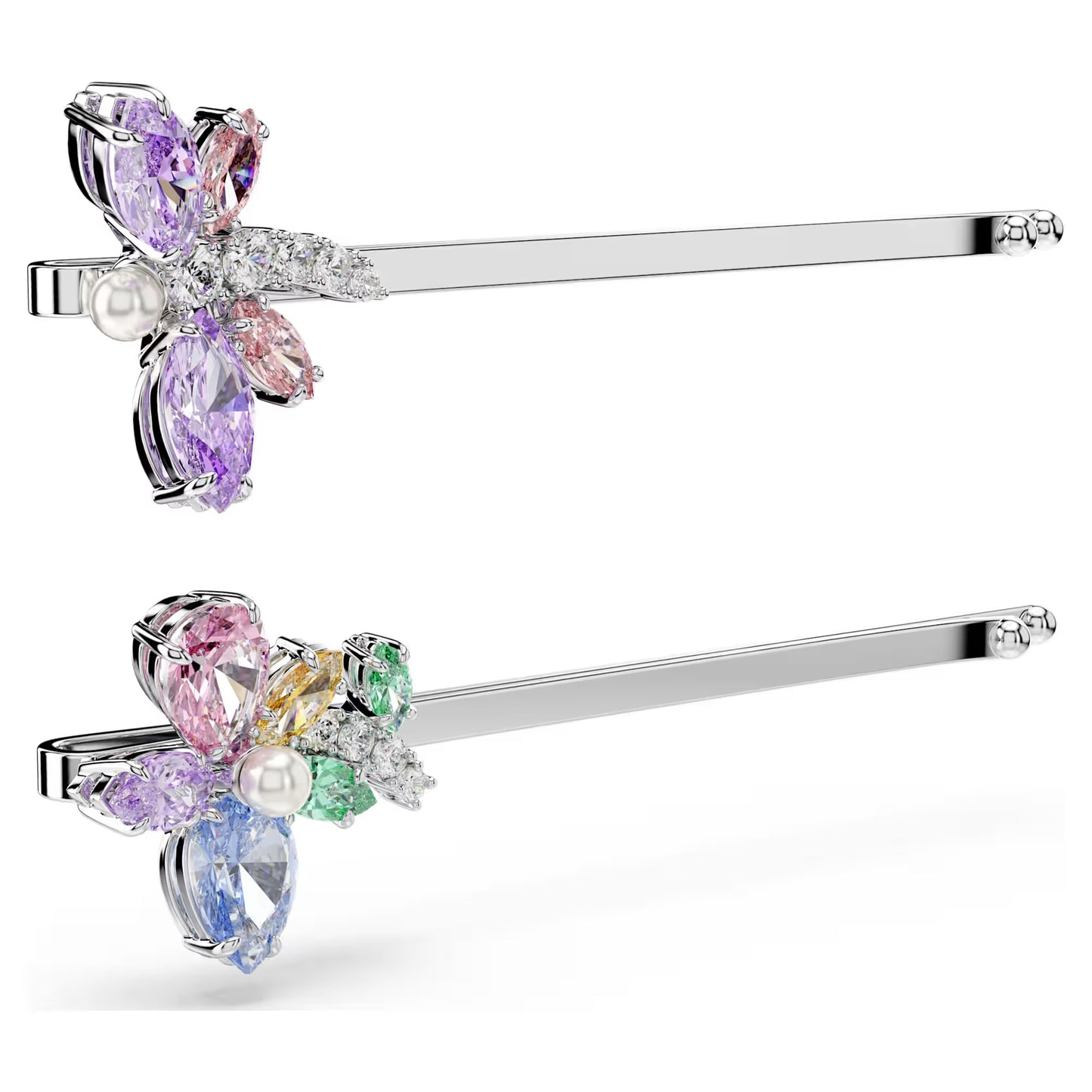 Ariana Grande x Swarovski hair pin, Mixed cuts, Dragonfly, flower, Multicoloured, Rhodium plated