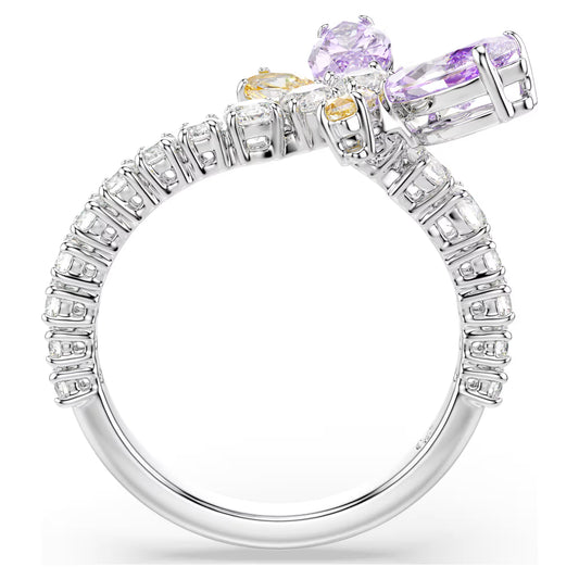 Ariana Grande x Swarovski motif ring, Mixed cuts, Dragonfly, Multicolored, Rhodium plated