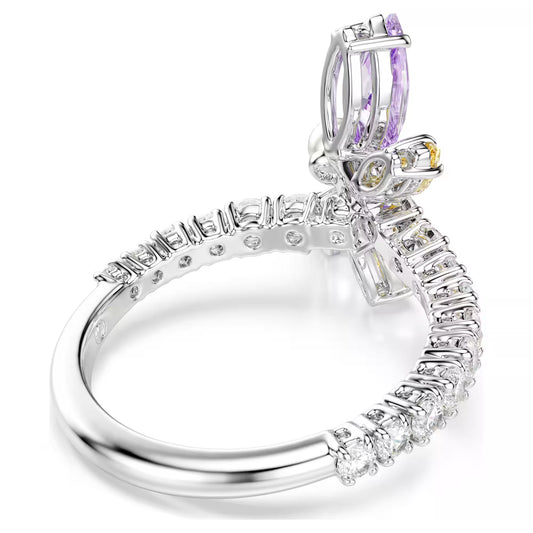 Ariana Grande x Swarovski motif ring, Mixed cuts, Dragonfly, Multicolored, Rhodium plated