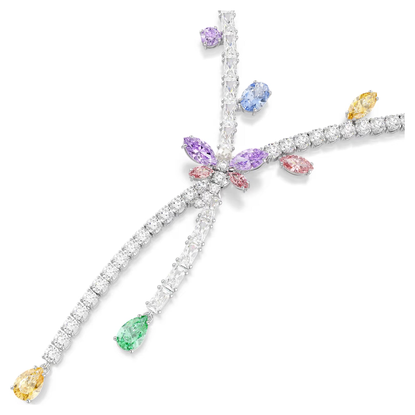 Ariana Grande x Swarovski necklace, Mixed cuts, Dragonfly, Multicolored, Rhodium plated