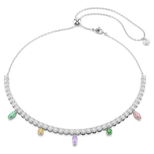 Ariana Grande x Swarovski Tennis necklace, Mixed cuts, Multicolored, Rhodium plated