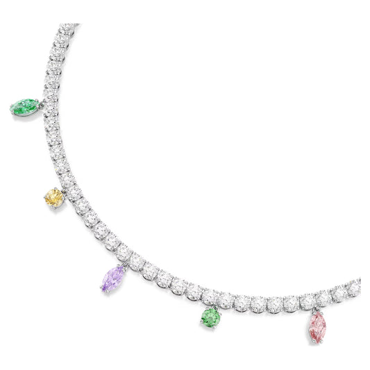 Ariana Grande x Swarovski Tennis necklace, Mixed cuts, Multicolored, Rhodium plated