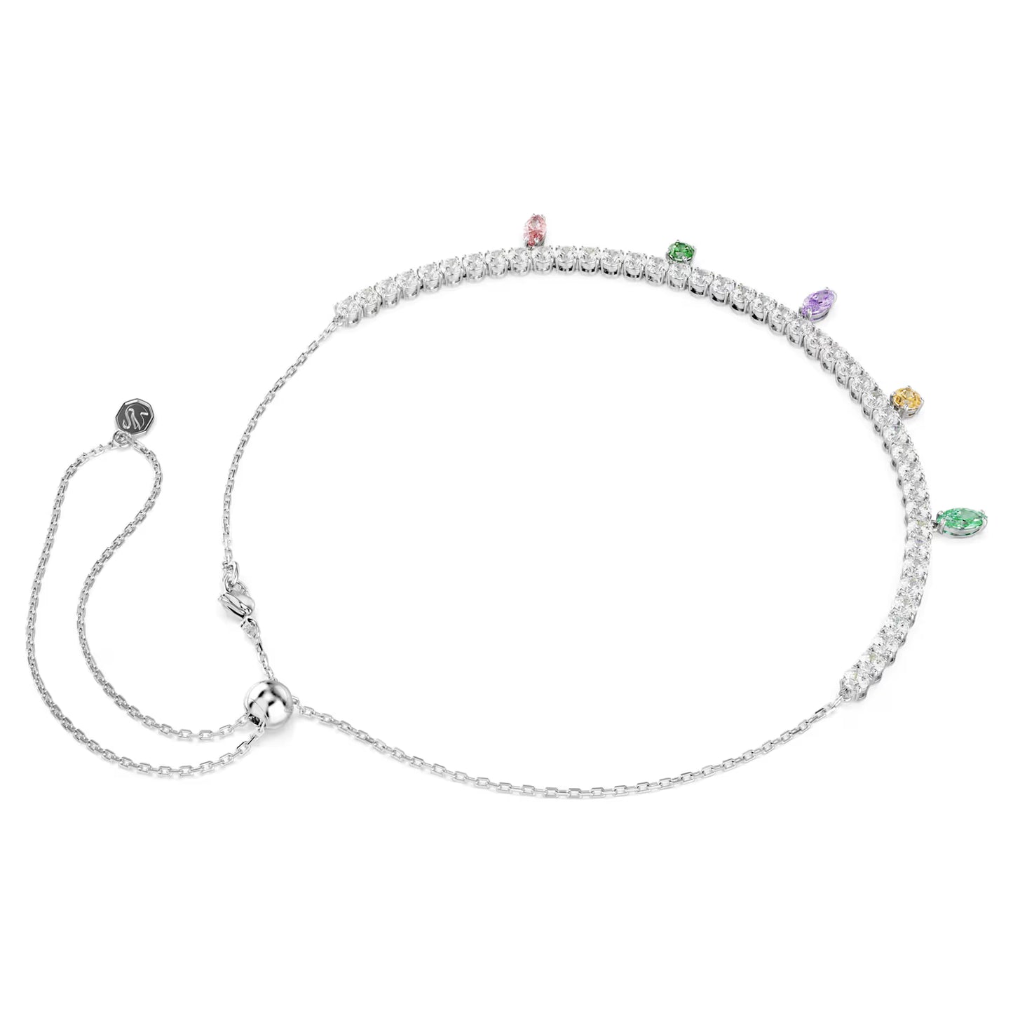 Ariana Grande x Swarovski Tennis necklace, Mixed cuts, Multicolored, Rhodium plated