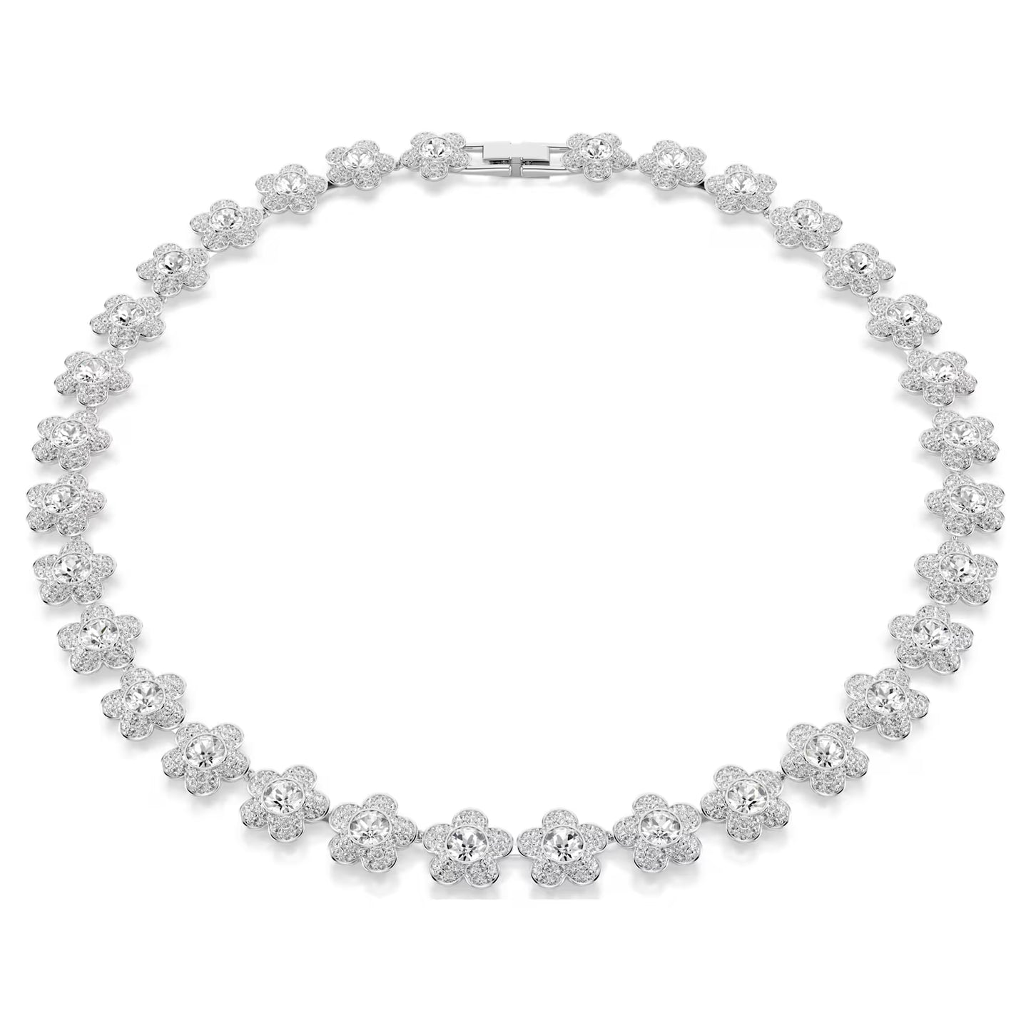 Ariana Grande x Swarovski necklace, Round cut, Flower, White, Rhodium plated