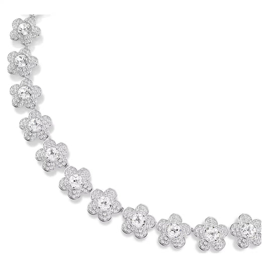 Ariana Grande x Swarovski necklace, Round cut, Flower, White, Rhodium plated