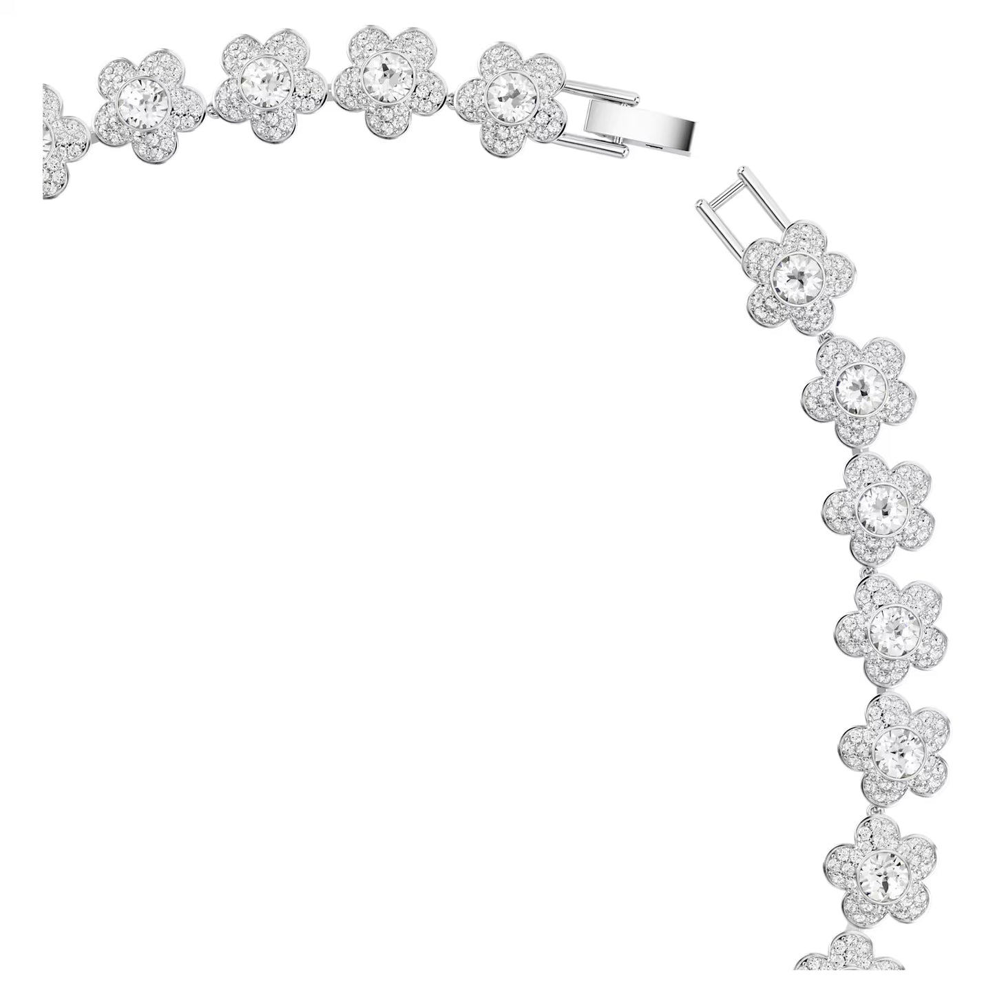 Ariana Grande x Swarovski necklace, Round cut, Flower, White, Rhodium plated