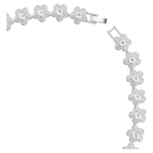 Ariana Grande x Swarovski necklace, Round cut, Flower, White, Rhodium plated