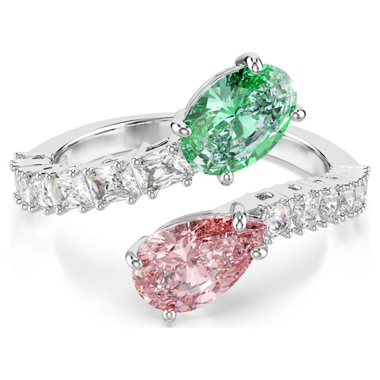 Ariana Grande x Swarovski open ring, Mixed cuts, Multicolored, Rhodium plated