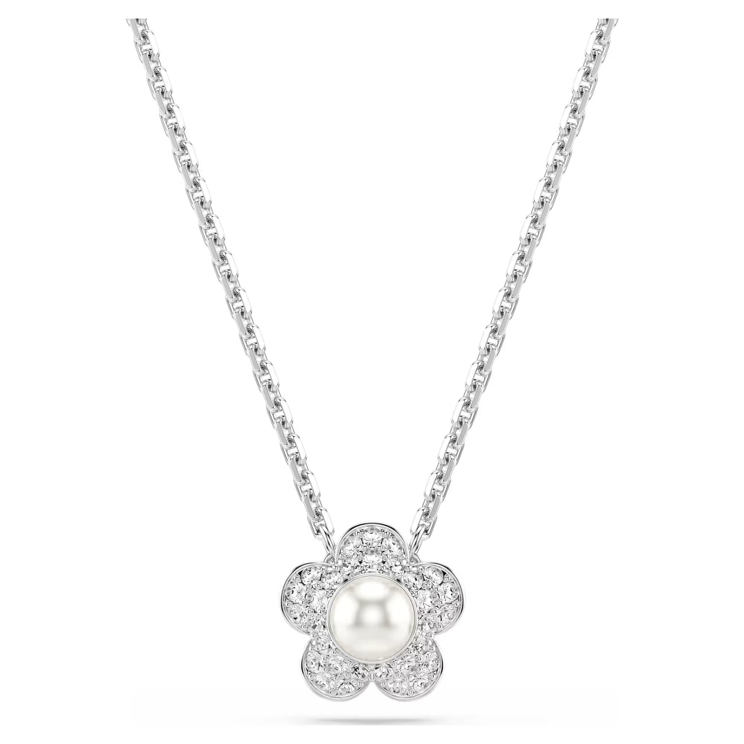 Ariana Grande x Swarovski pendant, Round cut, Flower, White, Rhodium plated