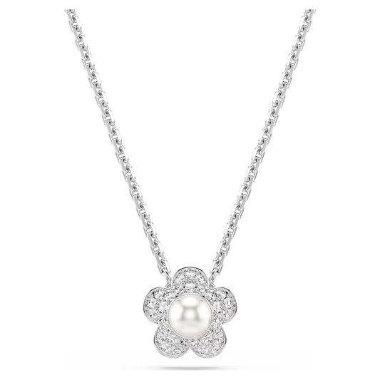 Ariana Grande x Swarovski pendant, Round cut, Flower, White, Rhodium plated