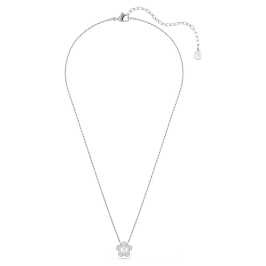 Ariana Grande x Swarovski pendant, Round cut, Flower, White, Rhodium plated