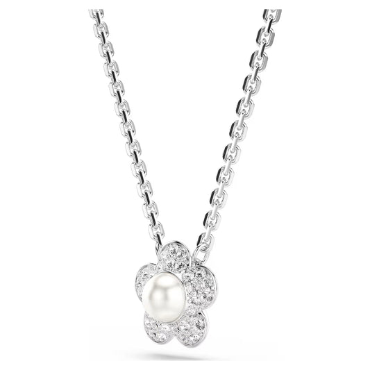 Ariana Grande x Swarovski pendant, Round cut, Flower, White, Rhodium plated