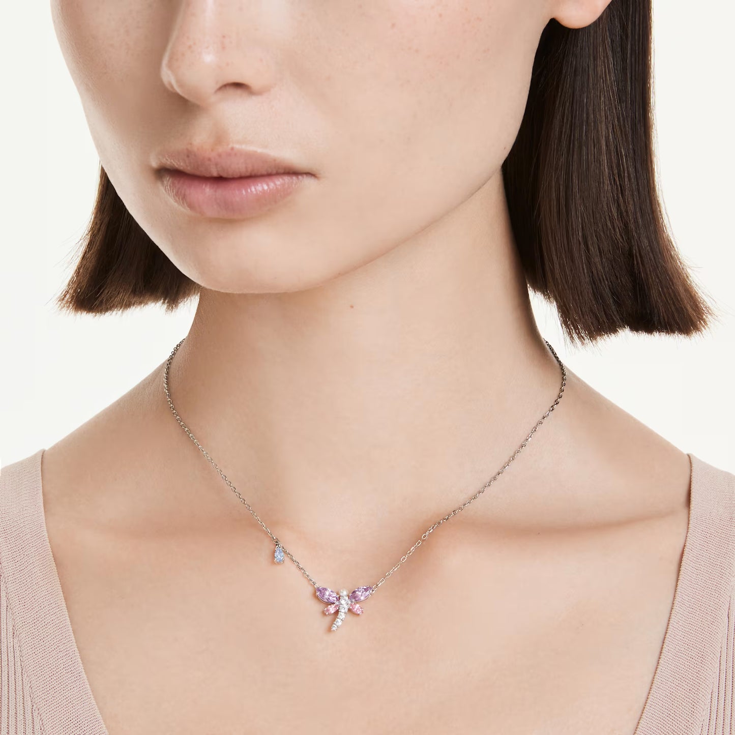Ariana Grande x Swarovski pendant, Mixed cuts, Dragonfly, Multicolored, Rhodium plated