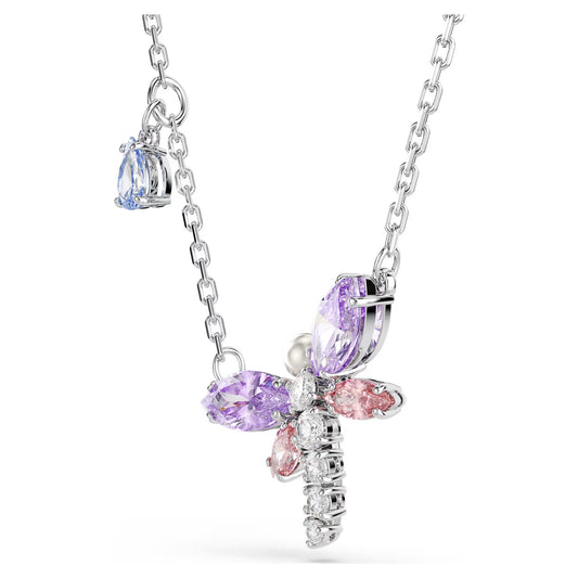 Ariana Grande x Swarovski pendant, Mixed cuts, Dragonfly, Multicolored, Rhodium plated