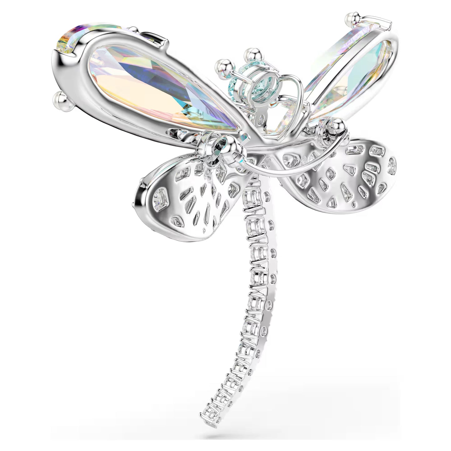 Ariana Grande x Swarovski pendant and brooch, Crystal pearl, Mixed cuts, Dragonfly, White, Rhodium plated
