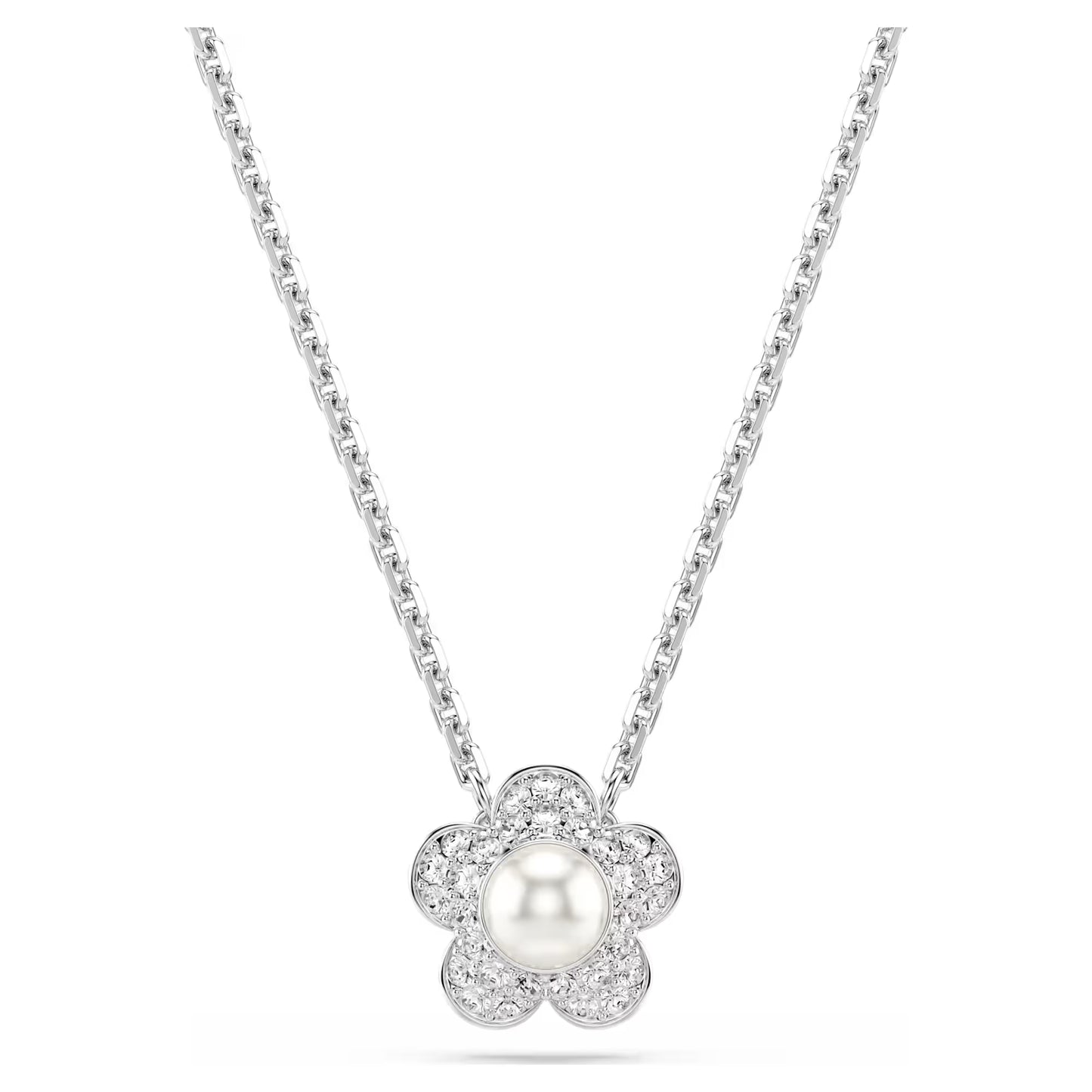 Ariana Grande x Swarovski set, Crystal pearl, Round cut, Flower, White, Rhodium plated