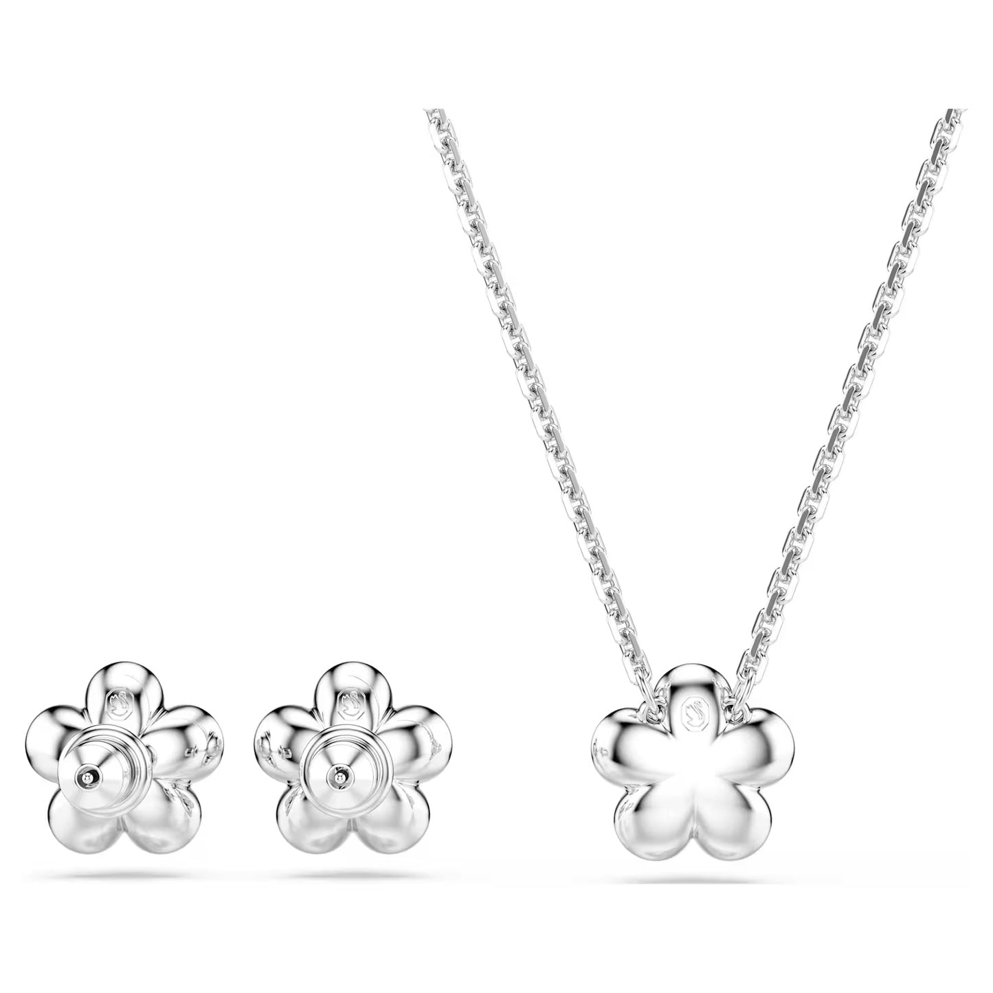 Ariana Grande x Swarovski set, Crystal pearl, Round cut, Flower, White, Rhodium plated