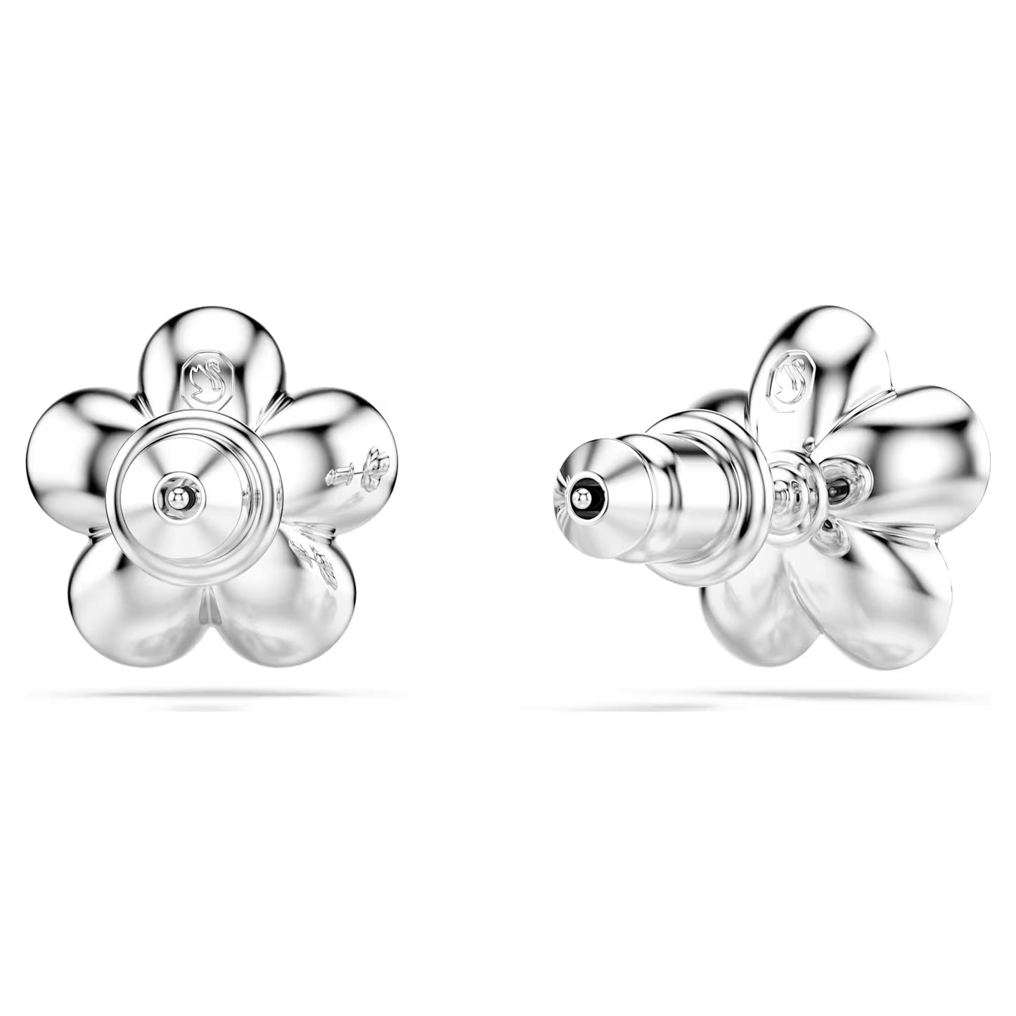 Ariana Grande x Swarovski stud earrings, Round cut, Flower, White, Rhodium plated