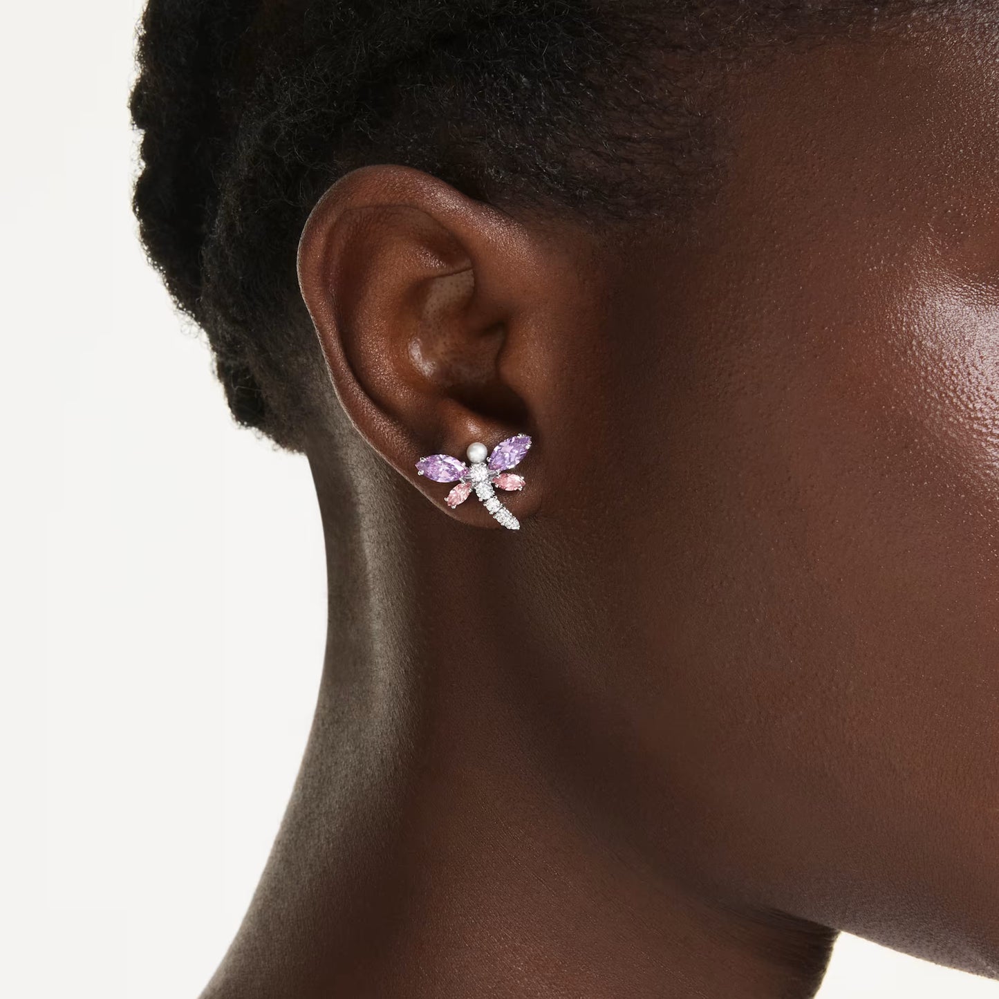 Ariana Grande x Swarovski stud earrings, Mixed cuts, Dragonfly, Multicolored, Rhodium plated